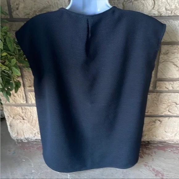 J Crew Tunic Blouse Dark Navy Honeycomb Cocoon Casual career Size 6 - Picture 8 of 10